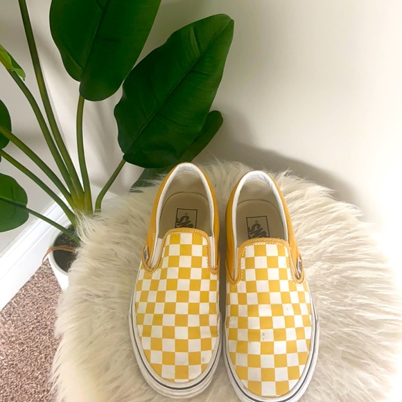 Vans Shoes - Yellow checkered vans. Worn less than 10 times.